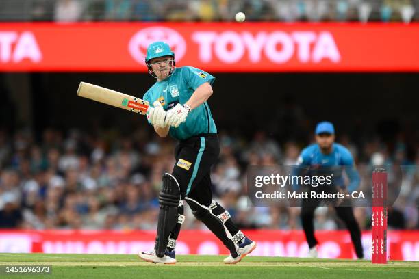 Max Bryant of the Heat bats during the Men's Big Bash League match between the Brisbane Heat and the Adelaide Strikers at The Gabba, on December 23...