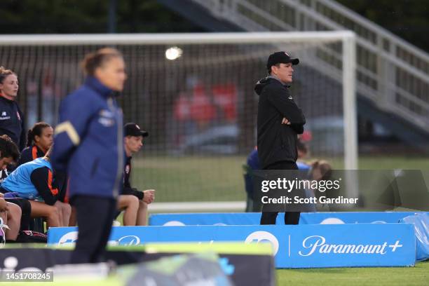 Brisbane Roar Coach Garrath Mcpherson during the round six A-League Women's match between Newcastle Jets and Melbourne City at No. 2 Sports Ground,...