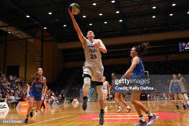 Lauren Jackson of the Flyers drives to the basket during the round seven WNBL match between Bendigo Spirit and Southside Flyers at Red Energy Arena,...
