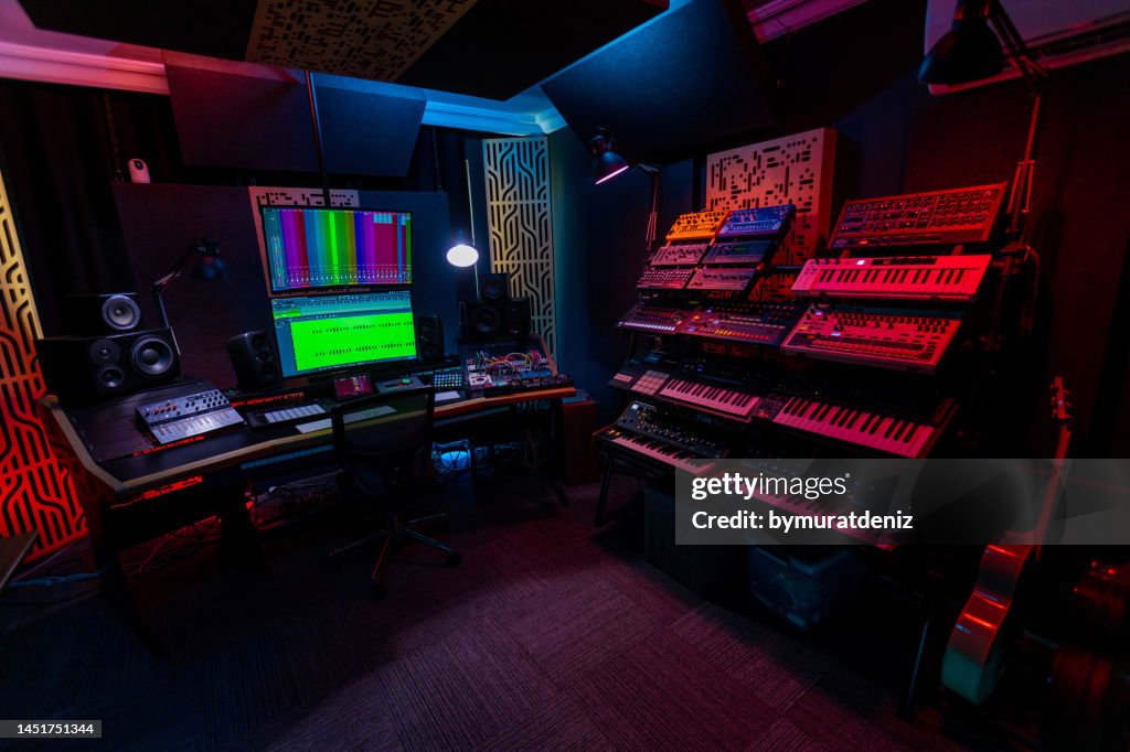 Recording equipment in a professional recording studio