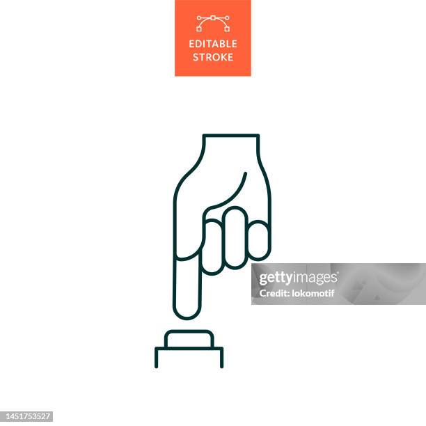 push button line icon with editable stroke. the icon is suitable for web design, mobile apps, ui, ux, and gui design. - hand tapping screen stock illustrations