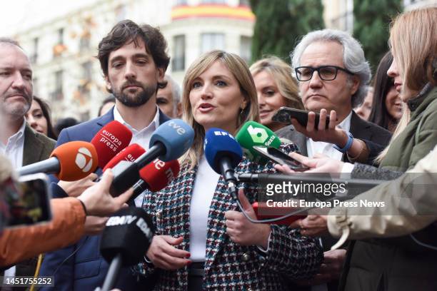 The regional coordinator of Ciudadanos and spokesperson of the Parliamentary Group, Patricia Guasp, attends to the media upon her arrival at the...