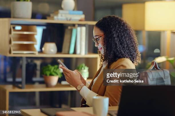 lawyer woman, phone typing or modern office email, customer networking or court case research in law firm. smile, happy or legal attorney on mobile technology in consulting, communication or planning - law firm stock pictures, royalty-free photos & images