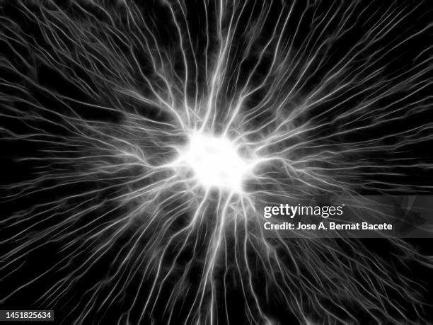 electric flash on a black background. - neuronal matrix stock pictures, royalty-free photos & images