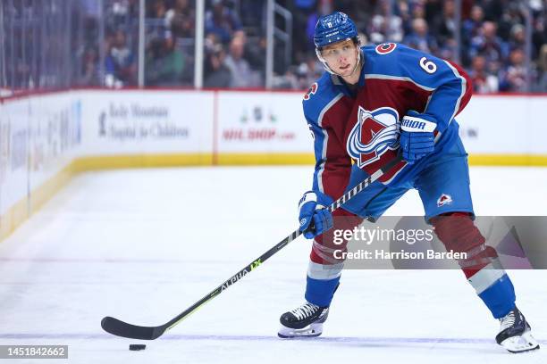 Erik Johnson of the Colorado Avalanche during the game against the Montreal Canadiens at Ball Arena on December 21, 2022 in Denver, Colorado.