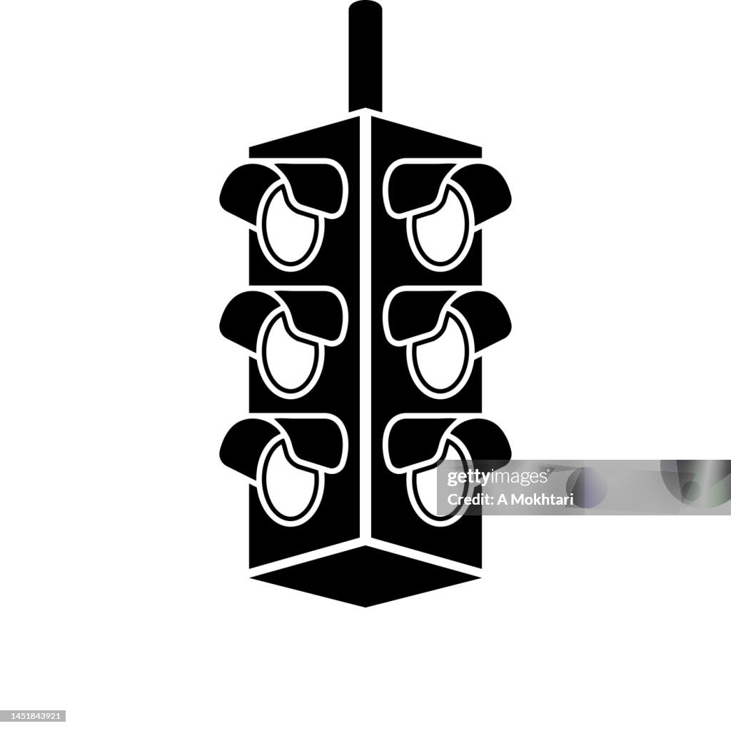 Icono de semáforo rojo en blanco y negro.