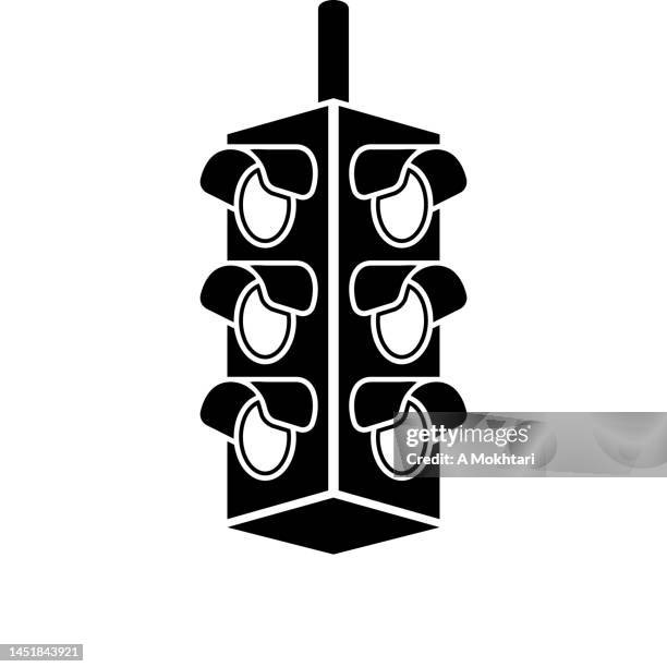 red traffic light icon in black and white. - red light vector stock illustrations