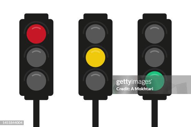 illustrations, cliparts, dessins animés et icônes de icônes de feux de circulation rouges, jaunes et verts. - feu vert pour piétons