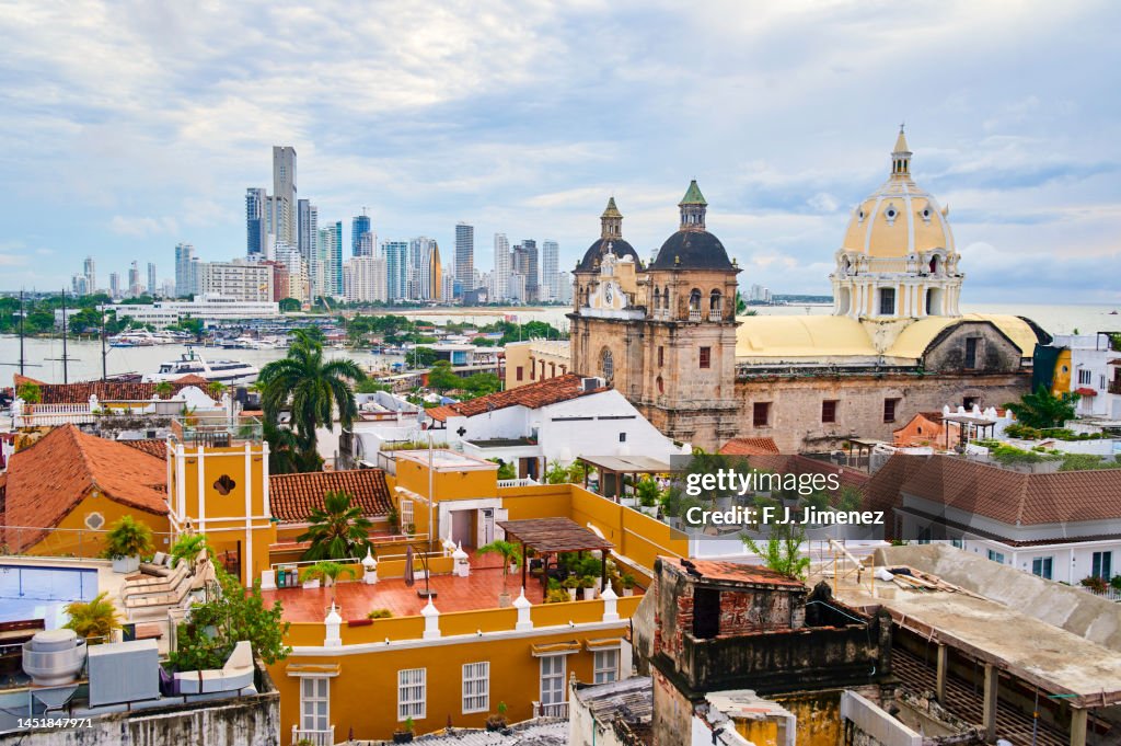 Cartagena de Indias cityscape with Bocagrande in the background, Colombia