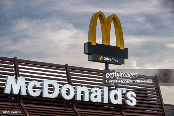 McDonald's Drive Thru logo atop the fast food restaurant premises, opened on December 20 with Continente Modelo supermarket, on December 23, 2022 in...