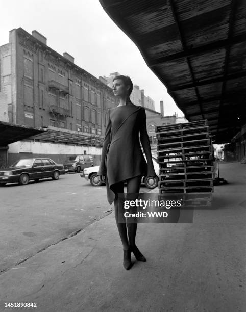 Model Michele Hicks. Shot on location in New York's Meatpacking District.