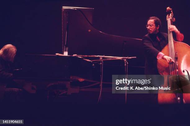 Bill Evans plays the piano with Eddie Gomez, Yubin Chokin Hall, Tokyo, Japan, 19 January 1973.