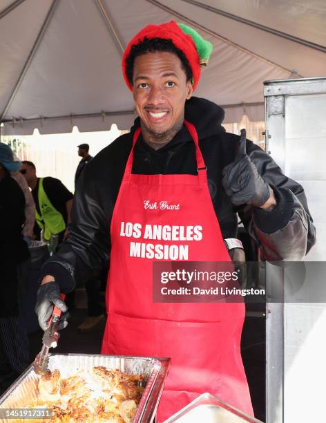 Nick Cannon attends the Los Angeles Mission's Annual Christmas Celebration at the Los Angeles Mission on December 23, 2022 in Los Angeles, California.