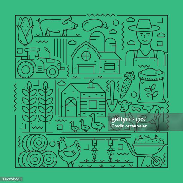 farming and agriculture concept. the design is editable and the color can be changed. - poultry stock illustrations