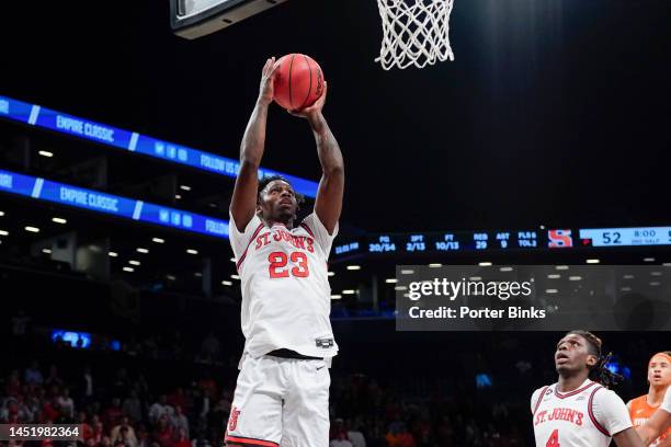 David Jones of the St. John's Red Storm shoots the ball against the Syracuse Orange in the championship game of the Empire Classic at Barclays Center...