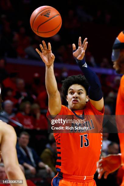 Josh Bascoe of the Bucknell Bison in action against the Rutgers Scarlet Knights during a game at Jersey Mike's Arena on December 23, 2022 in...