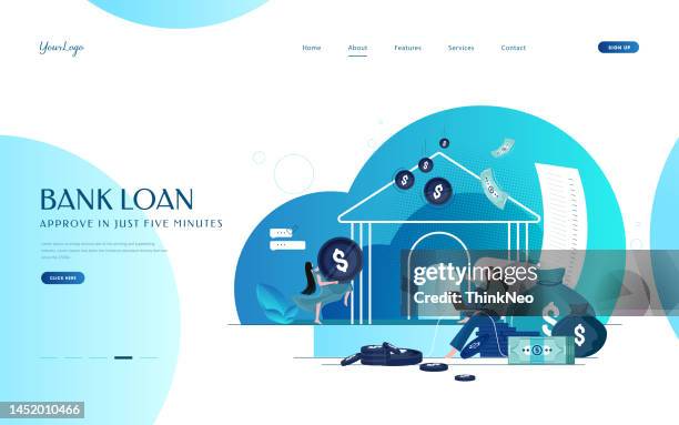 instant approve personal loan concept - sponsor banner stock illustrations