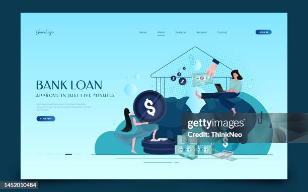 mortgage payment homepage template. - borrowing stock illustrations