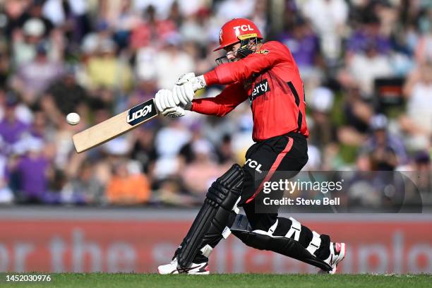 Jonathan Wells of the Renegades bats during the Men's Big Bash League match between the Hobart Hurricanes and the Melbourne Renegades at Blundstone...