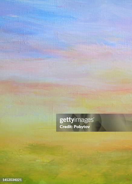 green meadow, abstract painted landscape - impressionism stock illustrations stock illustrations
