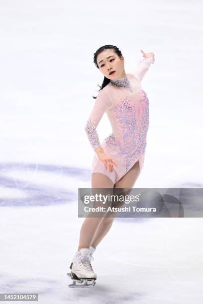 Mana Kawabe of Japan competes in the Women's Free Skating during day three of the 91st All Japan Figure Skating Championships at Towa Pharmaceutical...