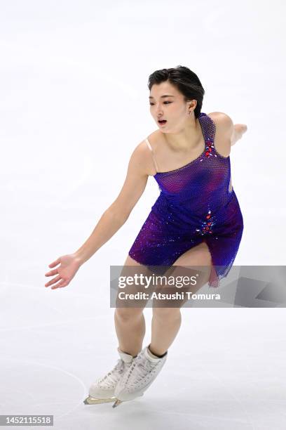 Kaori Sakamoto of Japan competes in the Women's Free Skating during day three of the 91st All Japan Figure Skating Championships at Towa...