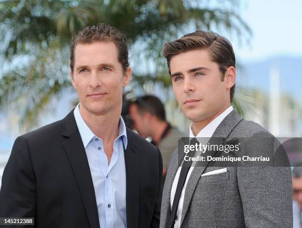 Actors Matthew McConaughey and Zac Efron pose at the 'The Paperboy' photocall during the 65th Annual Cannes Film Festival at Palais des Festivals on...