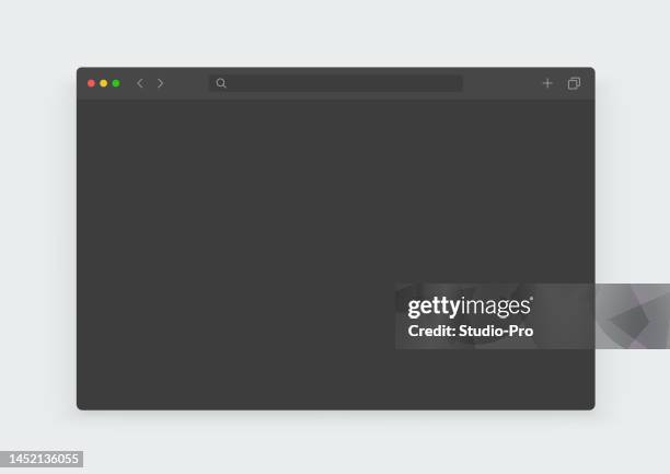 webbrowser-fenster-mockup-vorlage für dunkles design ähnlich wie chrome - hell auf dunklem untergrund stock-grafiken, -clipart, -cartoons und -symbole