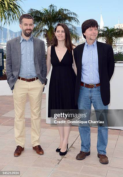 David McMahon, Sarah Burns and Ken Burns pose at the 'The Central Park Five' photocall during the 65th Annual Cannes Film Festival at Palais des...