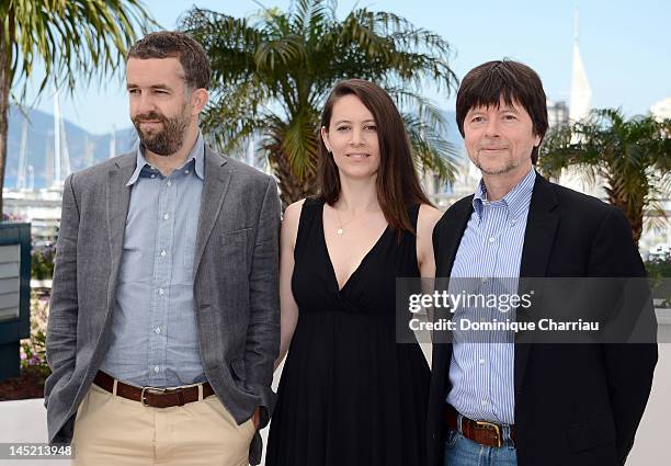 David McMahon, Sarah Burns and Ken Burns pose at the 'The Central Park Five' photocall during the 65th Annual Cannes Film Festival at Palais des...