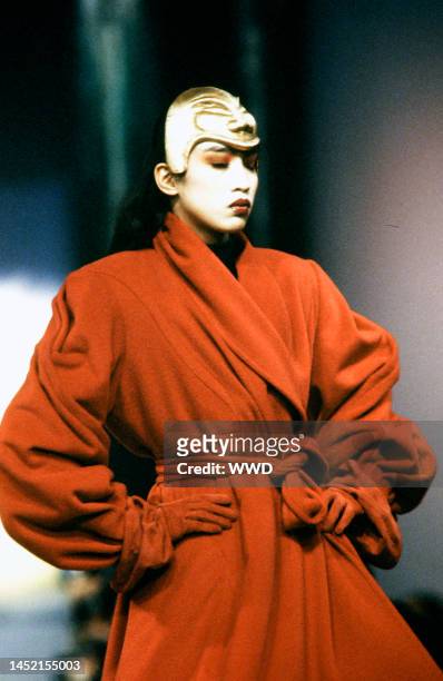 Model Anna Bayle. In March 1984 Thierry Mugler celebrated the tenth anniversary of his ready to wear label with the first commerical runway show....
