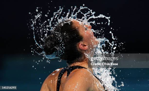 Andrea Fuentes of Spain competes in the Solo Free routine preliminaries during the 2012 European Synchronised Swimming Championships at the Pieter...