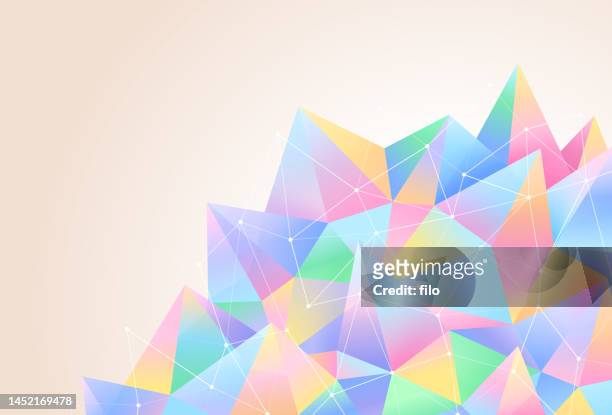 modern prism gem crystal abstract - virtual reality glass vector stock-grafiken, -clipart, -cartoons und -symbole