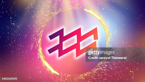 aquarius symbol on a colorful background light - gemini astrology sign stock pictures, royalty-free photos & images