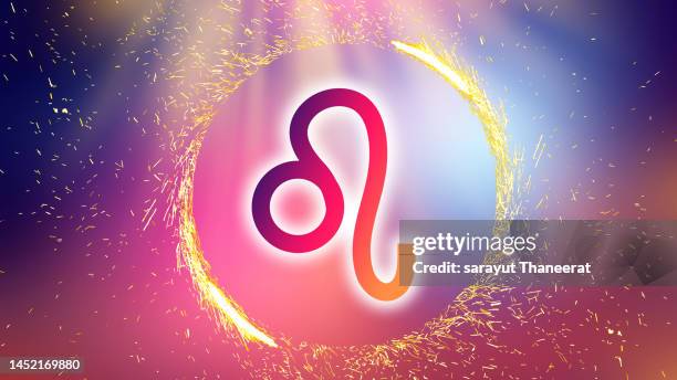 leo symbol on a colorful background light - gemini astrology sign stock pictures, royalty-free photos & images