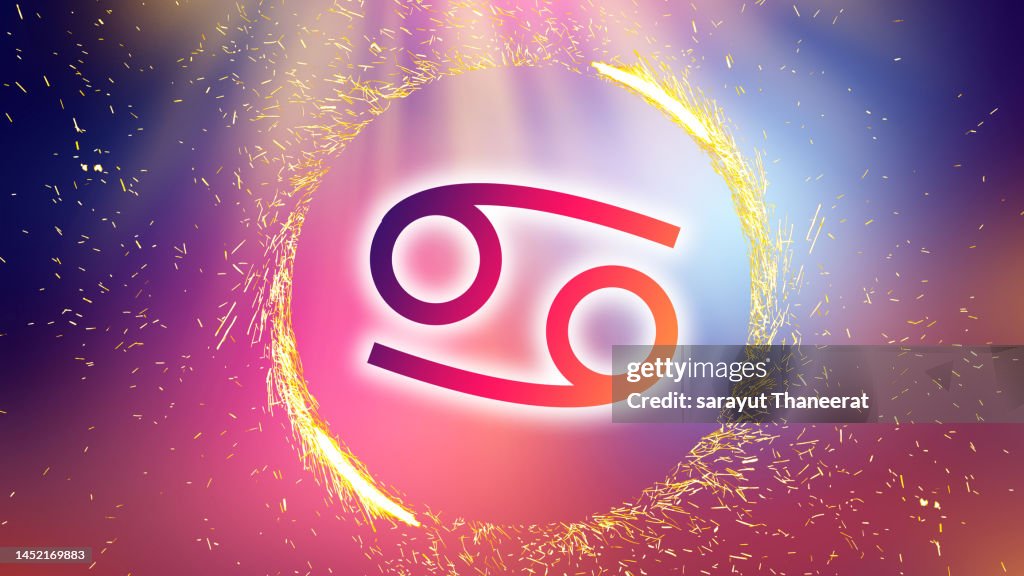 Zodiac Cancer symbol on a colorful background light