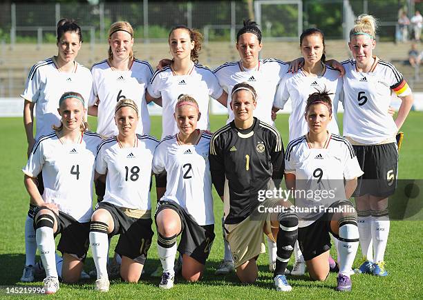 The U23 ladies team of Germany line up during the U23's womens international friendly mtach between Germany and Sweden on May 24, 2012 in Hamburg,...