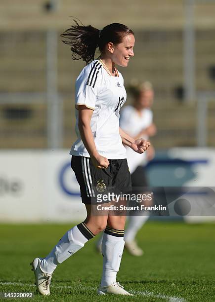Irini Ioannidou of Germany celebrates scoring her goal during the U23's womens international friendly mtach between Germany and Sweden on May 24,...