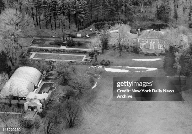Ivan Boesky residence in North Castle, Westchester, complete with swimming pool and bubble tennis court.