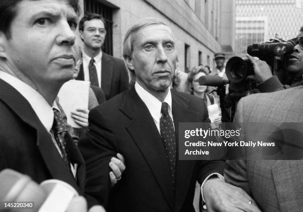 Ivan Boesky leaves courthouse after pleading guilty to a count of conspiracy.