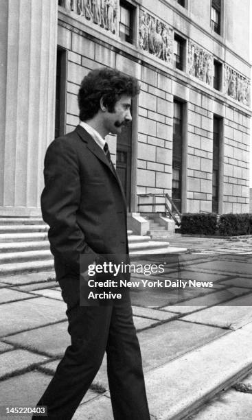 Ptl Frank Serpice leaving Bronx County Court after testifying on corruption in Police Dept. In Bronx. He is a prosecution witness.Knapp Commission