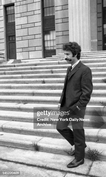 Ptl Frank Serpice leaving Bronx County Court after testifying on corruption in Police Dept. In Bronx. He is a prosecution witness.Knapp Commission