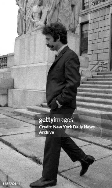 Ptl Frank Serpice leaving Bronx County Court after testifying on corruption in Police Dept. In Bronx. He is a prosecution witness. Knapp Commission