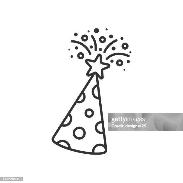 party hat line icon. - birthday hat stock illustrations