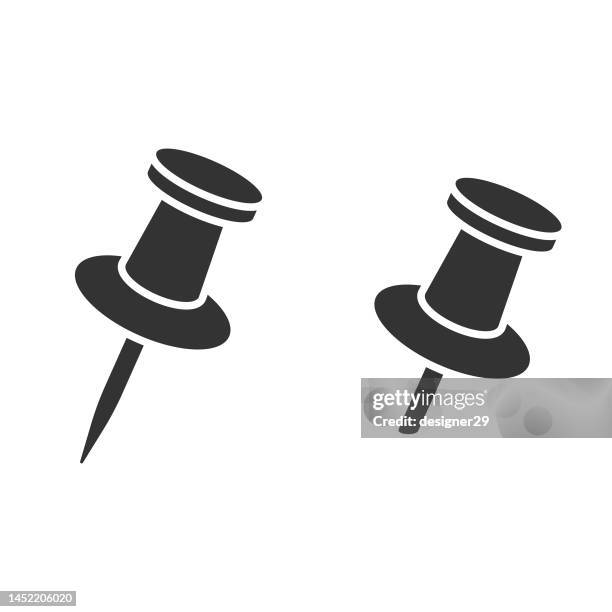 stockillustraties, clipart, cartoons en iconen met push pin icon. - punaise