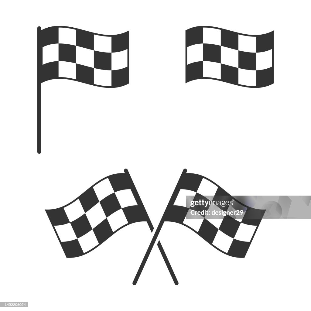 Racing Flag Icon Set.
