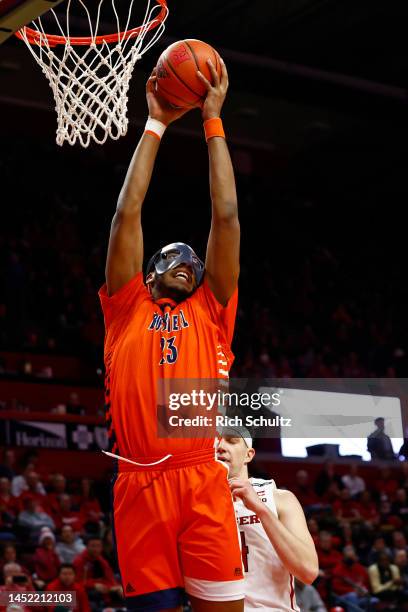 Andre Screen of the Bucknell Bison in action against the Rutgers Scarlet Knights during a game at Jersey Mike's Arena on December 23, 2022 in...