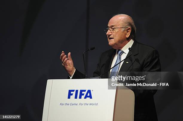 President Joseph S. Blatter opens the 62nd FIFA Congress Opening Ceremony at the Budapest confernce centre on May 24, 2012 in Budapest, Hungary.