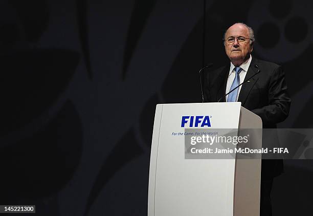 President Joseph S. Blatter opens the 62nd FIFA Congress Opening Ceremony at the Budapest confernce centre on May 24, 2012 in Budapest, Hungary.