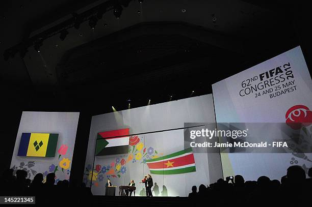 Performers perform during the 62nd FIFA Congress Opening Ceremony at the Budapest confernce centre on May 24, 2012 in Budapest, Hungary.